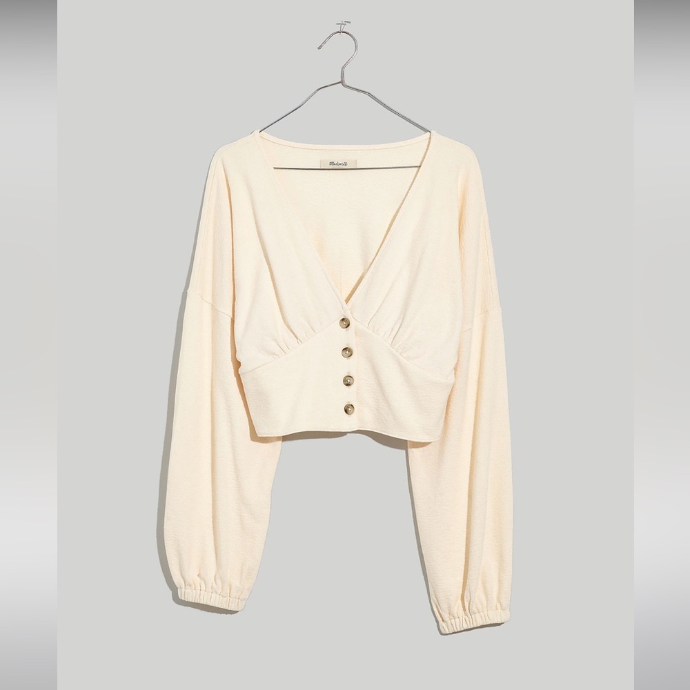 Madewell Deep-V Button-Front Crop Top